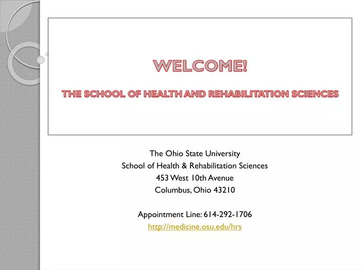 welcome the school of health and rehabilitation sciences