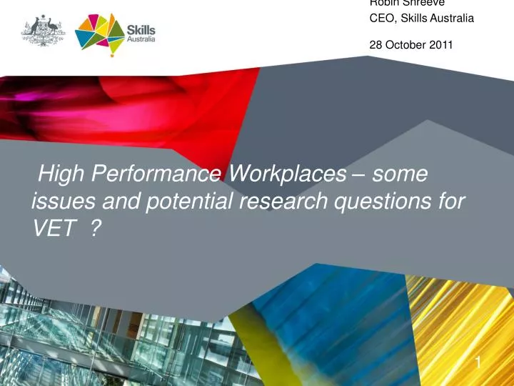 high performance workplaces some issues and potential research questions for vet