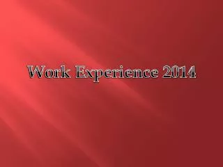 Work Experience 2014