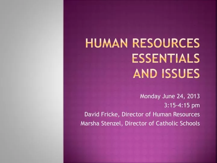 human resources essentials and issues