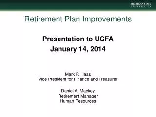 Retirement Plan Improvements