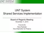 UNT System Shared Services Implementation Program Plan - slide 1
