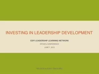 Investing in leadership development