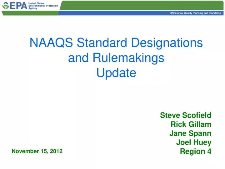 naaqs standard designations and rulemakings update