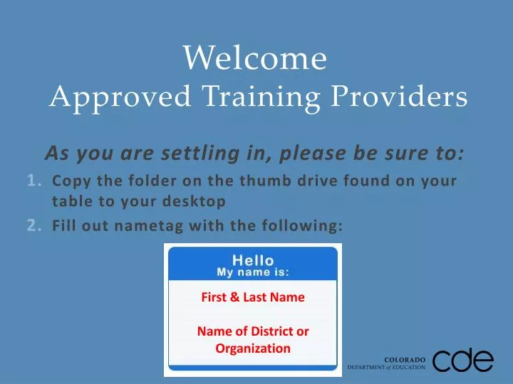 welcome approved training providers