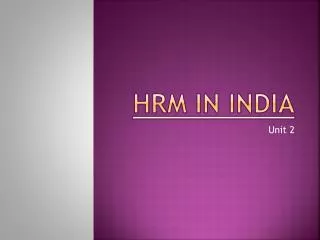 HRM IN INDIA