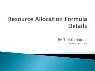 Resource Allocation Formula Details