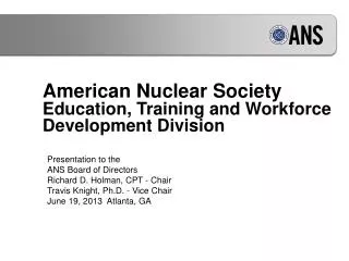 American Nuclear Society Education, Training and Workforce Development Division