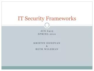 IT Security Frameworks