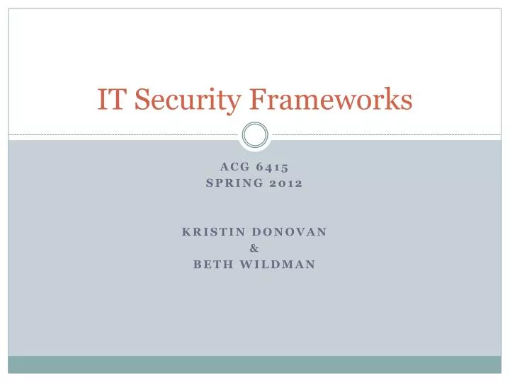 it security frameworks