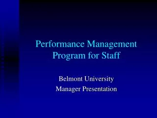 Performance Management Program for Staff