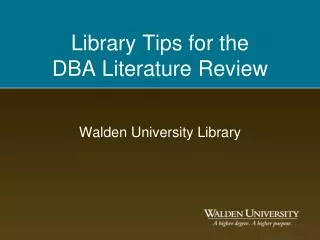 Library Tips for the DBA Literature Review