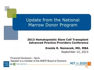 Update from the National Marrow Donor Program