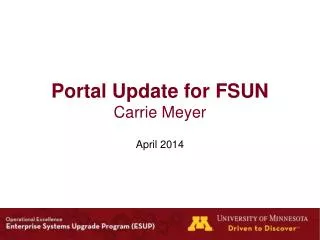 Portal Update for FSUN Carrie Meyer