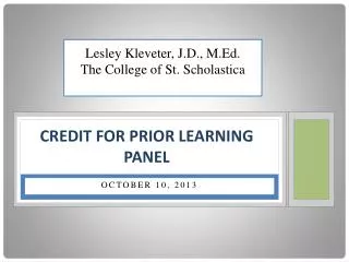 Credit for Prior Learning Panel