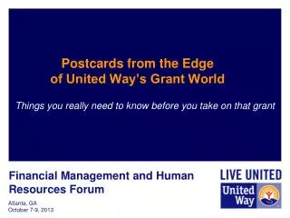 Postcards from the Edge of United Way’s Grant World