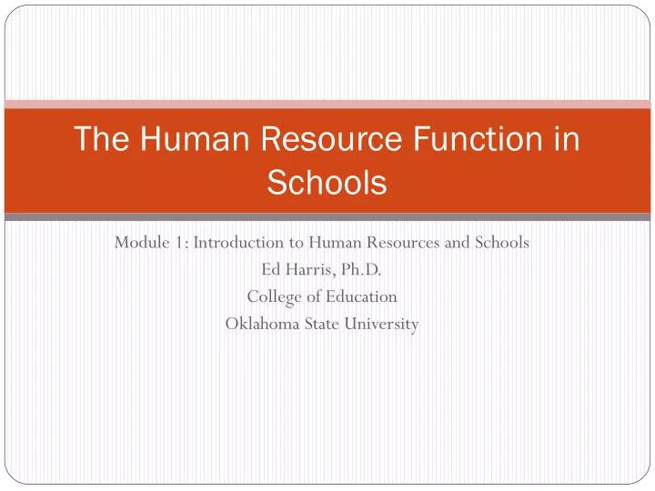 the human resource function in schools