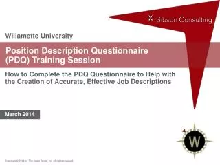 Position Description Questionnaire (PDQ) Training Session