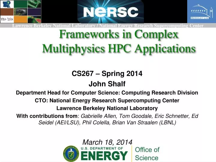 frameworks in complex multiphysics hpc applications