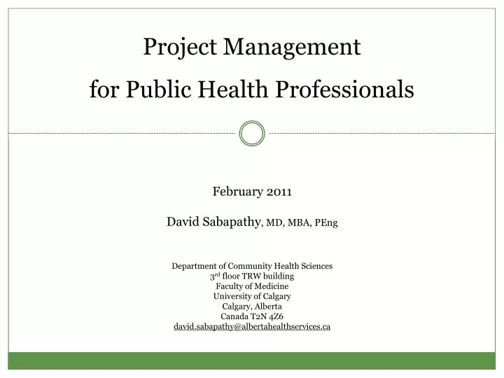 project management for public health professionals