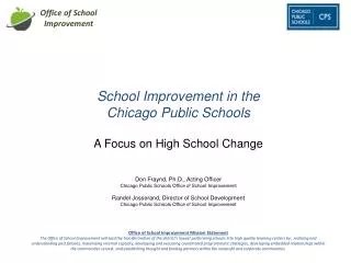 School Improvement in the Chicago Public Schools