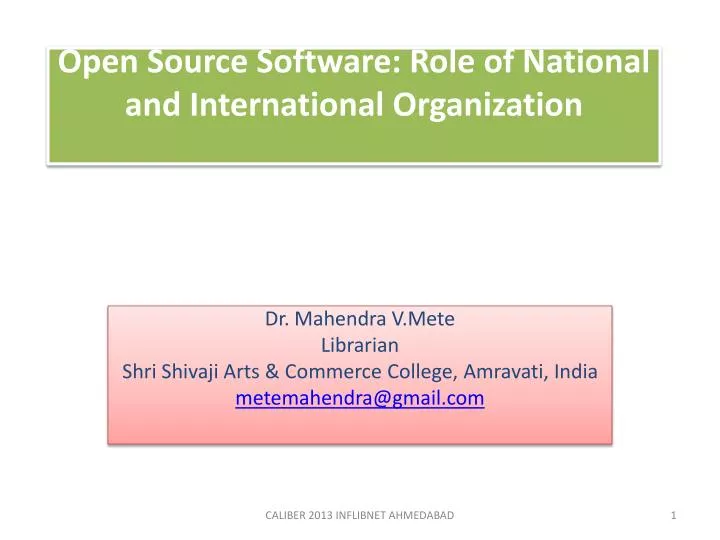 open source software role of national and international organization