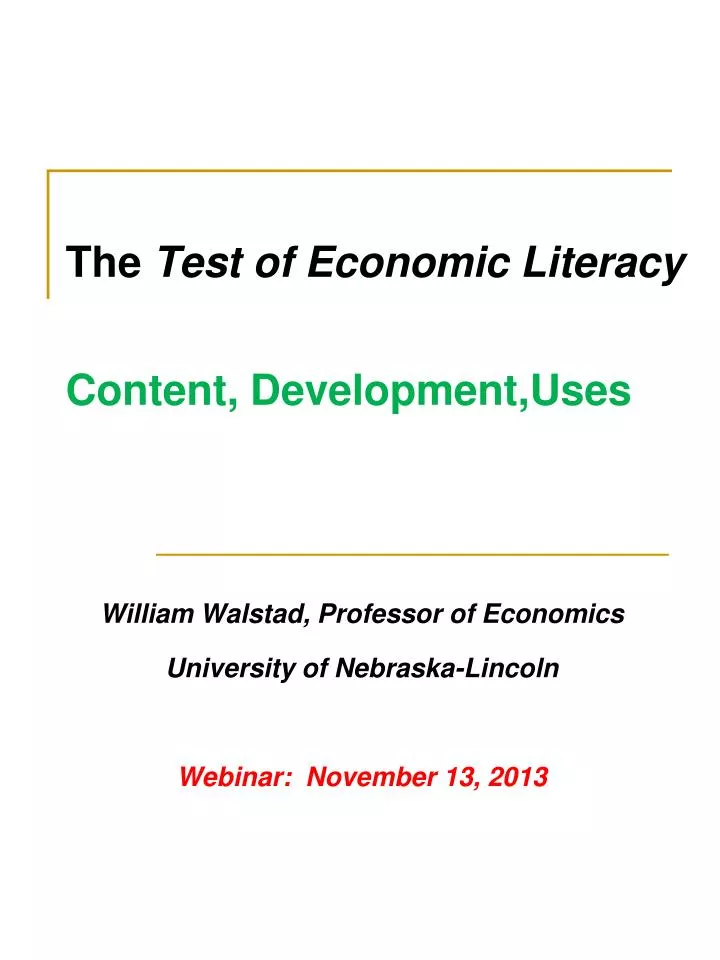 the test of economic literacy content development uses