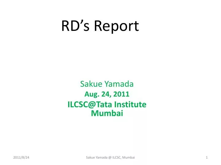 rd s report