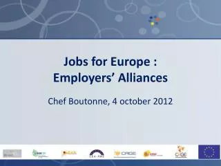 Jobs for Europe : Employers ’ Alliances
