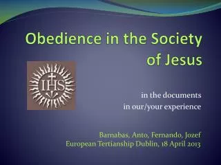 Obedience in the Society of Jesus