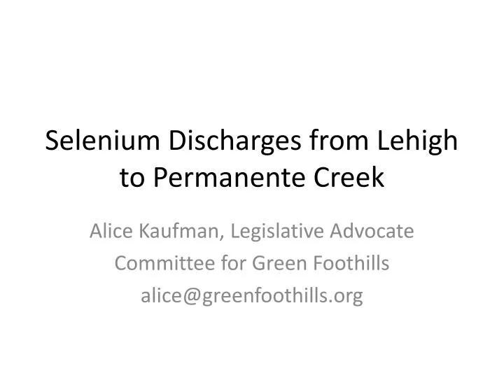 selenium discharges from lehigh to permanente creek