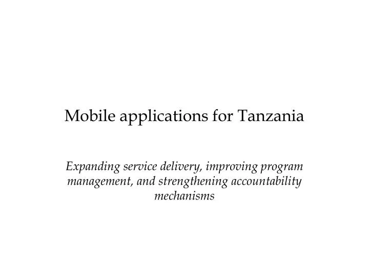 mobile applications for tanzania
