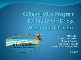 Collaborative Program Evaluation to Bridge Theory into Practice