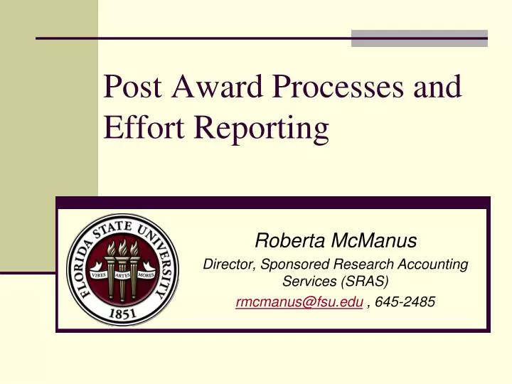 post award processes and effort reporting