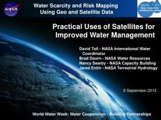Practical Uses of Satellites for Improved Water Management