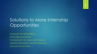 Solutions to More Internship Opportunities