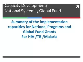 Capacity Development; National Systems / Global Fund