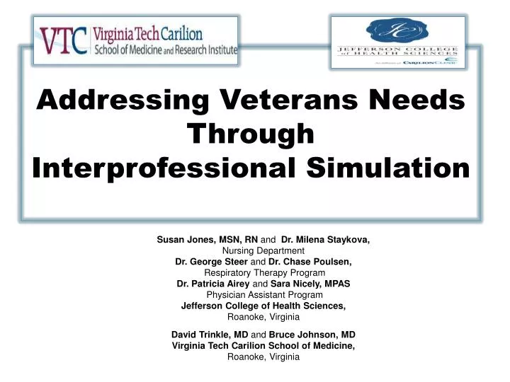 addressing veterans needs through interprofessional simulation