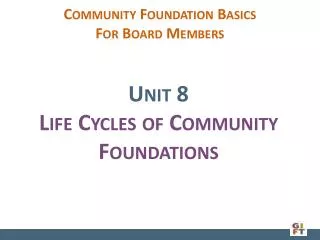 Community Foundation Basics For Board Members