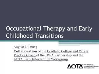 Occupational Therapy and Early Childhood Transitions