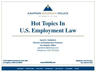 Hot Topics In U.S. Employment Law