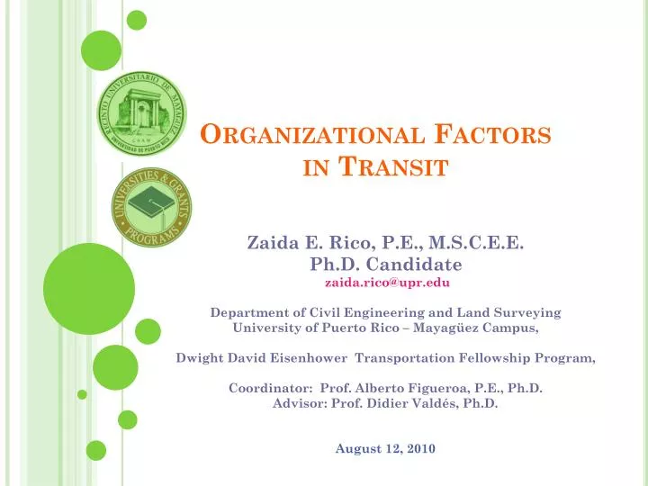 organizational factors in transit