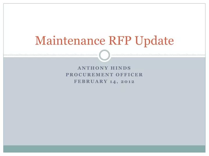 maintenance rfp update