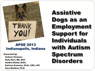 Assistive Dogs as an Employment Support for Individuals with Autism Spectrum Disorders