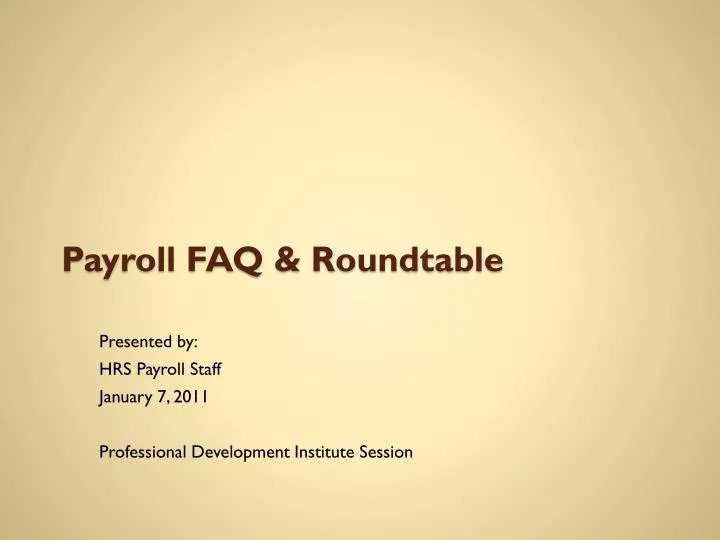 payroll faq roundtable
