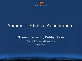 Summer Letters of Appointment