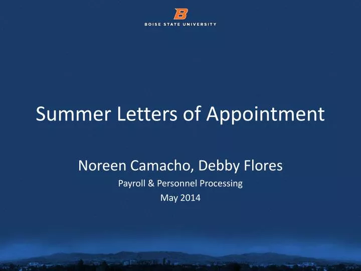 summer letters of appointment