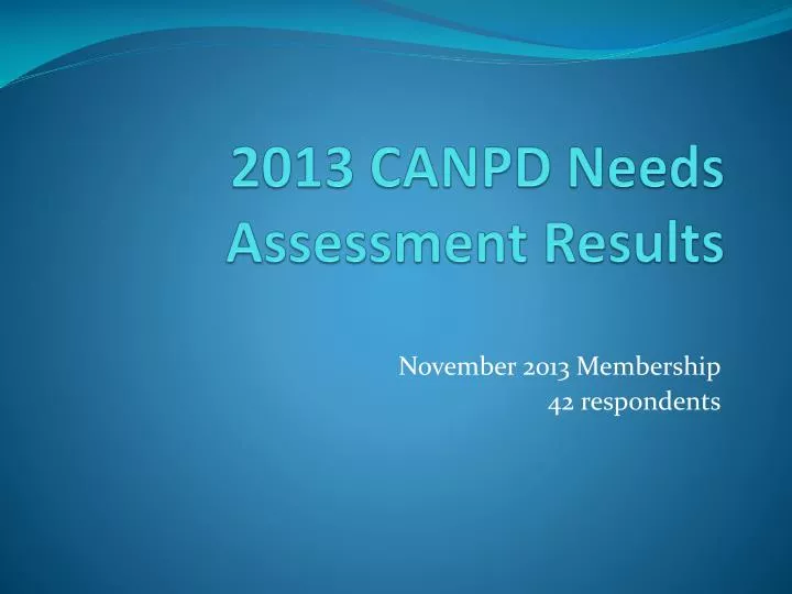2013 canpd needs assessment results