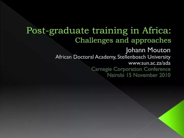 post graduate training in africa challenges and approaches