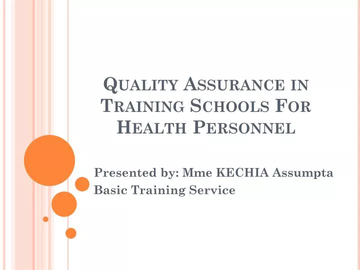quality assurance in training schools for health personnel